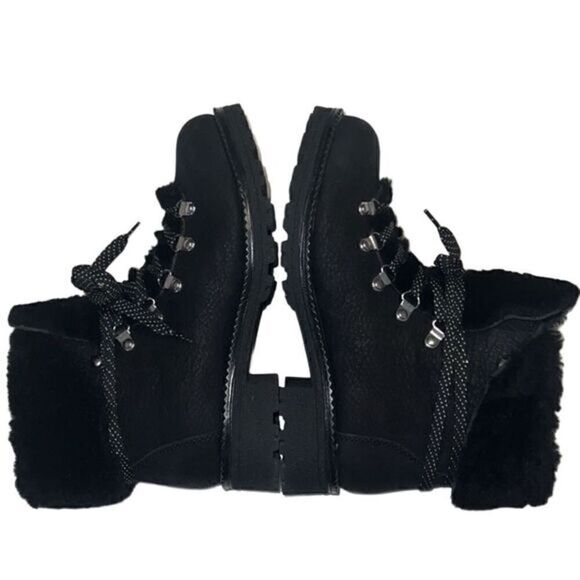 J Crew Black Leather and Nubuck Sherling Winter Ankle Boots‎ Size 7 - Picture 7 of 13